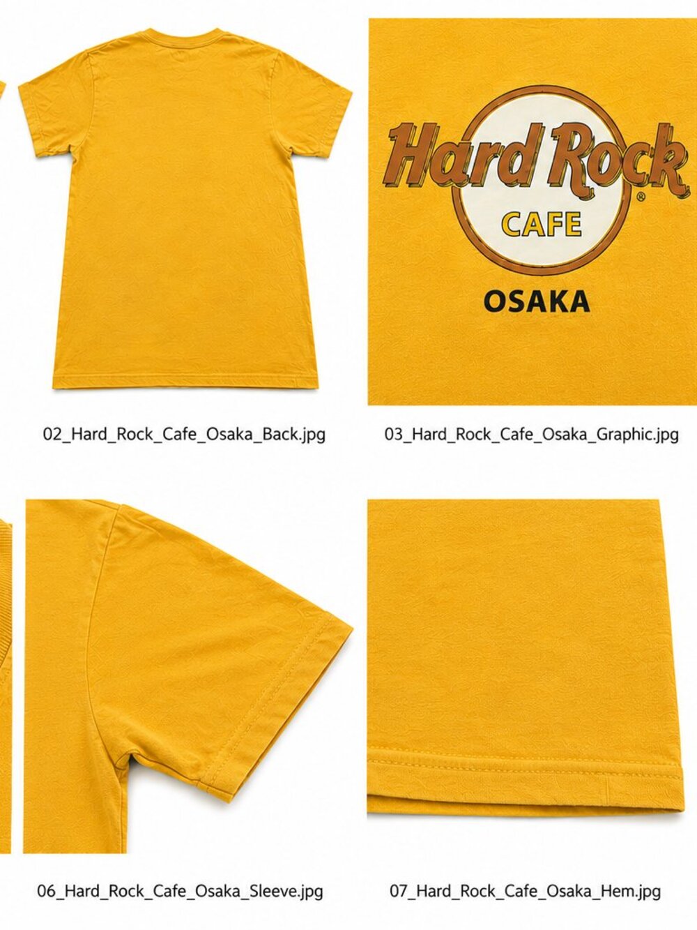 Hard Rock Cafe Osaka Japan Men's Large Yellow n's Large 100% Cotton Souvenir Tee